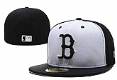 Red Sox Team Logo White Black Fitted Hat LX